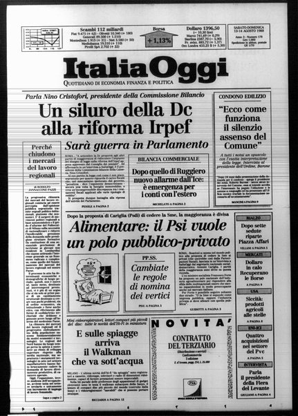 Italia oggi : quotidiano di economia finanza e politica